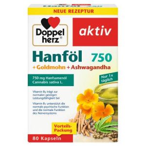 DOPPELHERZ Hanföl+Goldmohn+Ashwagandha Kapseln